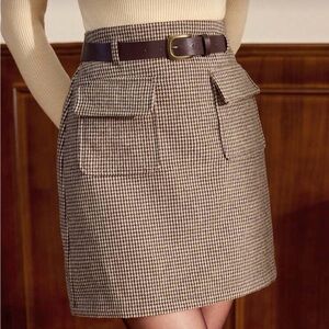 NEW Classic Houndstooth Skirt with Belt